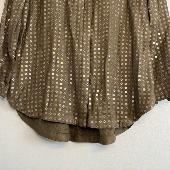 Anthropologies Maeve Womens Button Up Shirt Sequins Rayon Green Sz S Relaxed Fit - Picture 3 of 13